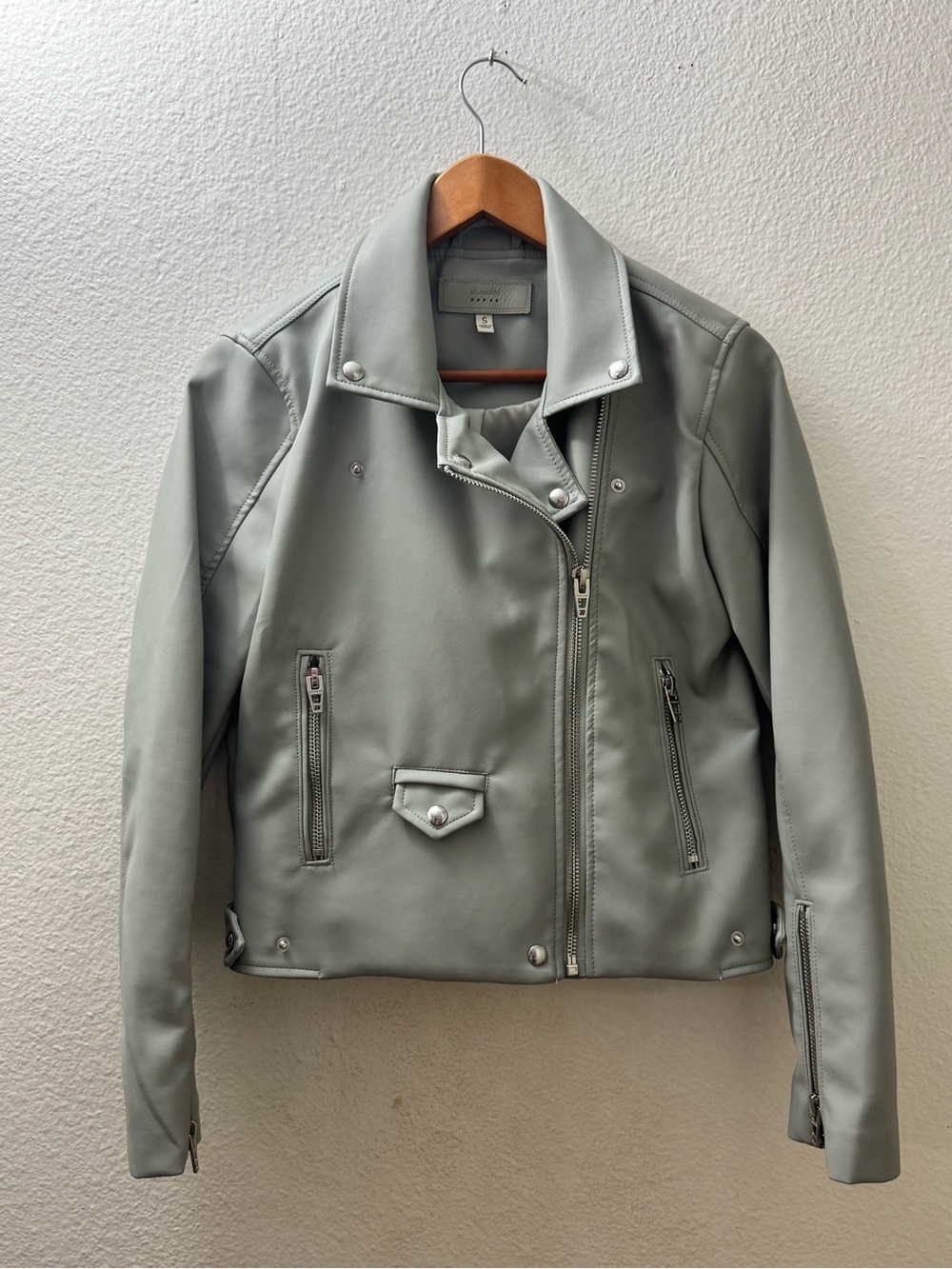 Blank NYC Mint Green Leather Moto Jacket